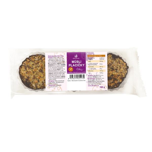 Zobrazit detail výrobku Allnature Müsli placičky Čoko 150 g Zobrazit detail výrobku Allnature Müsli placičky Čoko 150 g