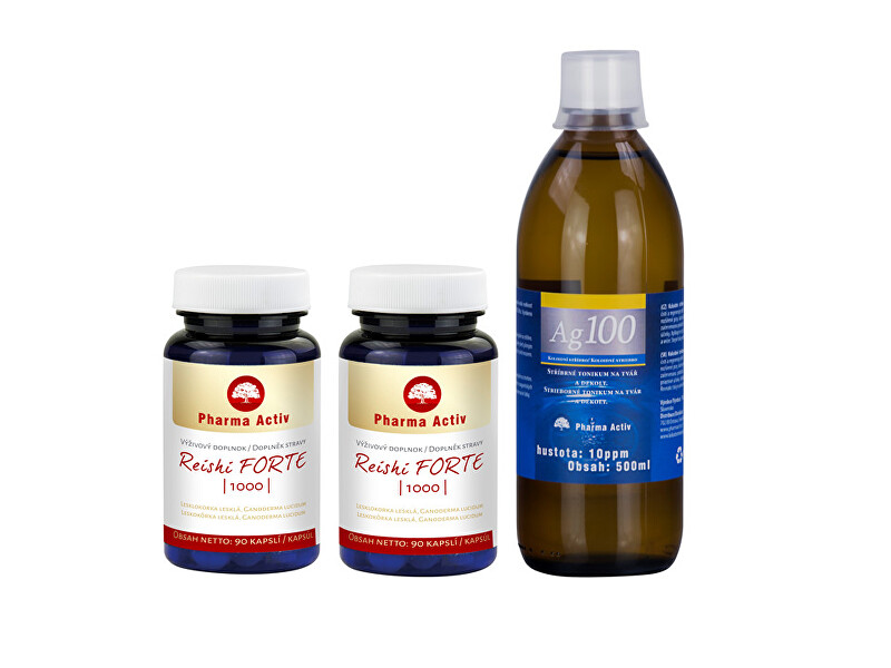 Zobrazit detail výrobku Pharma Activ Reishi FORTE 1000 90 tablet 1+1 + Ag100 10ppm 500 ml Zobrazit detail výrobku Pharma Activ Reishi FORTE 1000 90 tablet 1+1 + Ag100 10ppm 500 ml