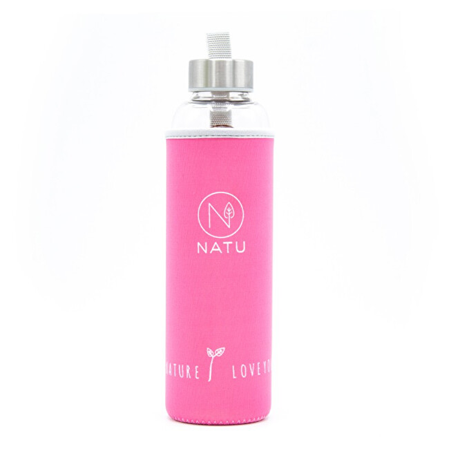 Natu Skleněná lahev v růžovém termo obalu Natu 550 ml