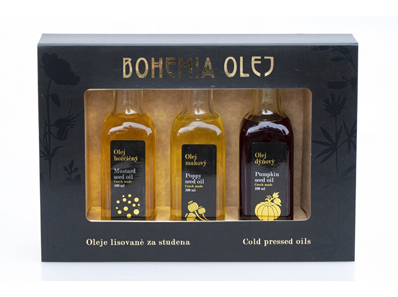 BohemiaOlej Dárkový set (hořčičný, makový, dýňový olej) 3x100ml
