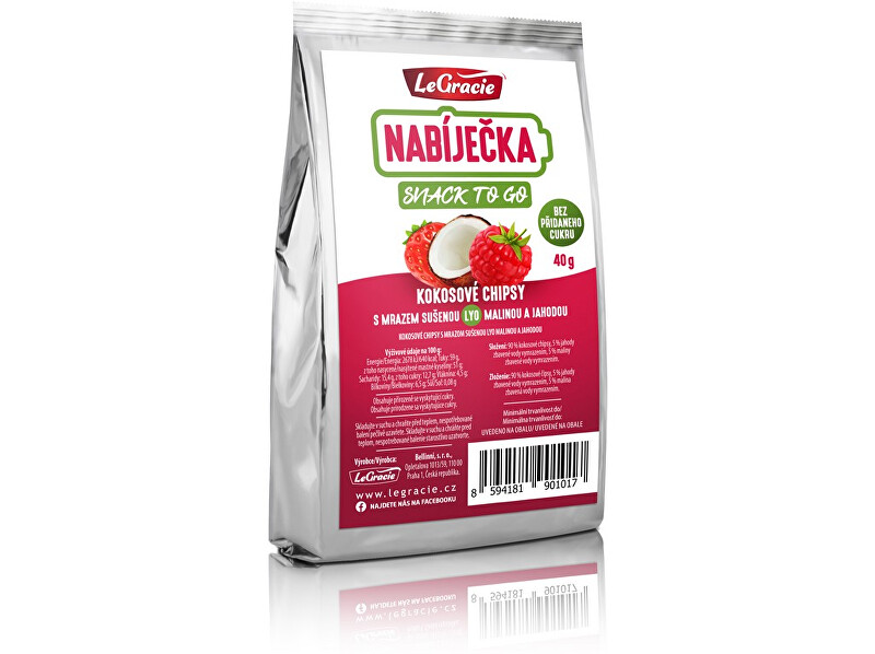 Zobrazit detail výrobku LeGracie Kokosové chipsy Nabíječka jahoda a malina 40g Zobrazit detail výrobku LeGracie Kokosové chipsy Nabíječka jahoda a malina 40g