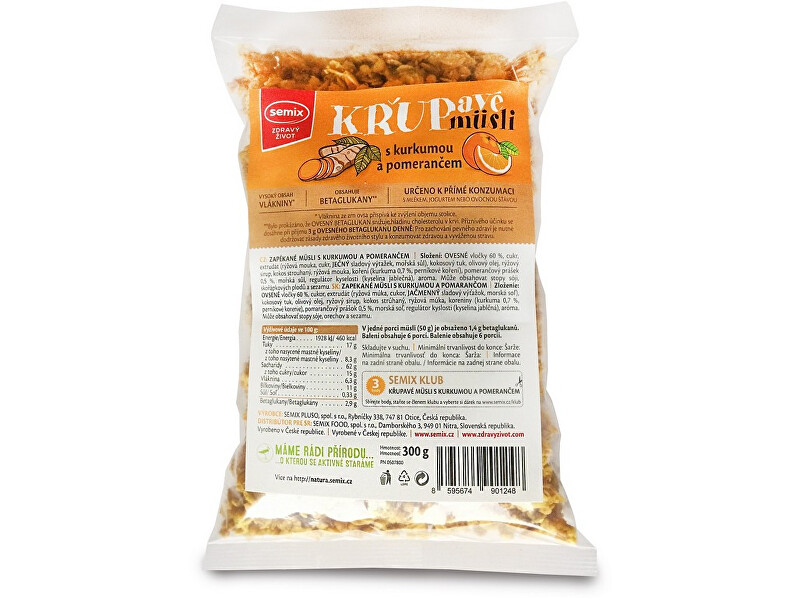 Zobrazit detail výrobku Semix Křupavé musli s kurkumou a pomerančem 300g Zobrazit detail výrobku Semix Křupavé musli s kurkumou a pomerančem 300g