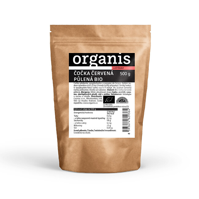 Zobrazit detail výrobku Organis Organis Červená čočka půlená BIO 500 g Zobrazit detail výrobku Organis Organis Červená čočka půlená BIO 500 g