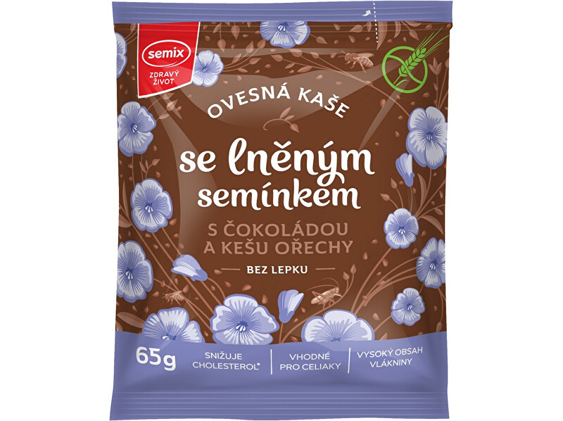 Zobrazit detail výrobku Semix Ovesná kaše s čokoládou, kešu ořechy a lněným semínkem 65g Zobrazit detail výrobku Semix Ovesná kaše s čokoládou, kešu ořechy a lněným semínkem 65g