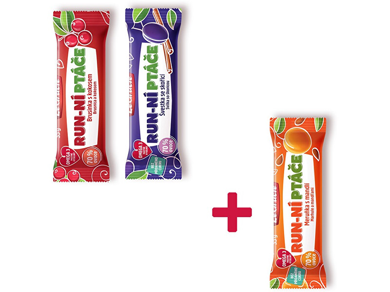 Zobrazit detail výrobku LeGracie Tyčinky Ru-nní ptáče 35g (1x Meruňková, 1x Brusinková, 1x Švestková) AKCE 2+1 ZDARMA Zobrazit detail výrobku LeGracie Tyčinky Ru-nní ptáče 35g (1x Meruňková, 1x Brusinková, 1x Švestková) AKCE 2+1 ZDARMA