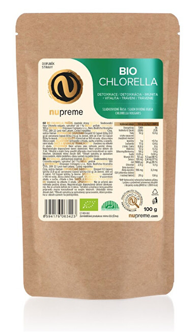 Zobrazit detail výrobku Nupreme Chlorella 100g prášek BIO NUPREME Zobrazit detail výrobku Nupreme Chlorella 100g prášek BIO NUPREME