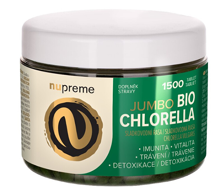 Zobrazit detail výrobku Nupreme Chlorella Jumbo 1 500 tablet BIO Zobrazit detail výrobku Nupreme Chlorella Jumbo 1 500 tablet BIO
