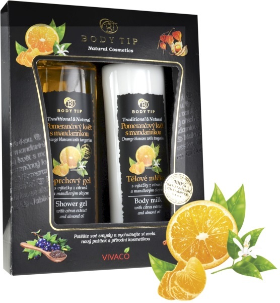 Body tip Dárková kazeta Pomerančový květ s mandarinkou- sprchový gel 200 ml, tělové mléko 200 ml