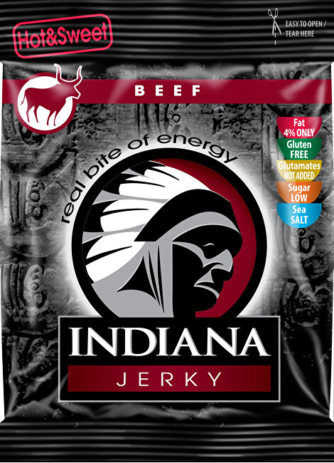 Zobrazit detail výrobku Indiana Indiana Jerky beef (hovězí) Hot & Sweet 25 g Zobrazit detail výrobku Indiana Indiana Jerky beef (hovězí) Hot & Sweet 25 g