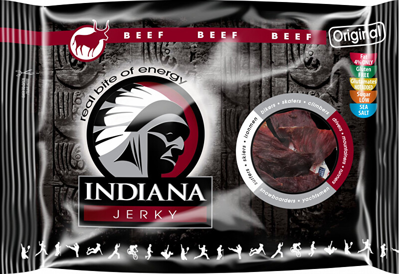 Zobrazit detail výrobku Indiana Indiana Jerky beef (hovězí) Original 100 g Zobrazit detail výrobku Indiana Indiana Jerky beef (hovězí) Original 100 g