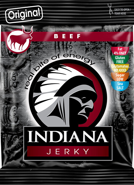 Zobrazit detail výrobku Indiana Indiana Jerky beef (hovězí) Original 25 g Zobrazit detail výrobku Indiana Indiana Jerky beef (hovězí) Original 25 g