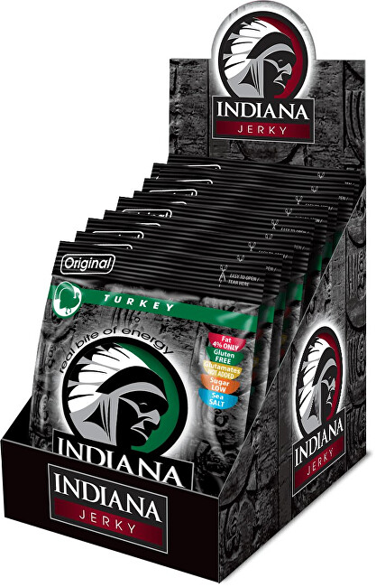 Zobrazit detail výrobku Indiana Indiana Jerky turkey (krůtí) Original 250 g - display Zobrazit detail výrobku Indiana Indiana Jerky turkey (krůtí) Original 250 g - display