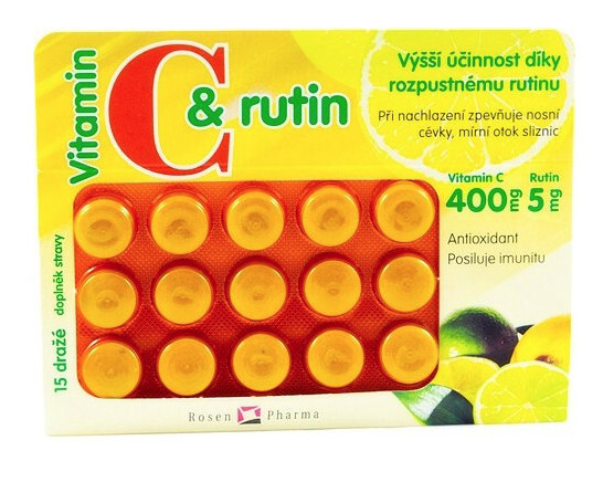 Zobrazit detail výrobku Rosenpharma Rosen Vit.C+rutin 400 mg 15 dražé Zobrazit detail výrobku Rosenpharma Rosen Vit.C+rutin 400 mg 15 dražé