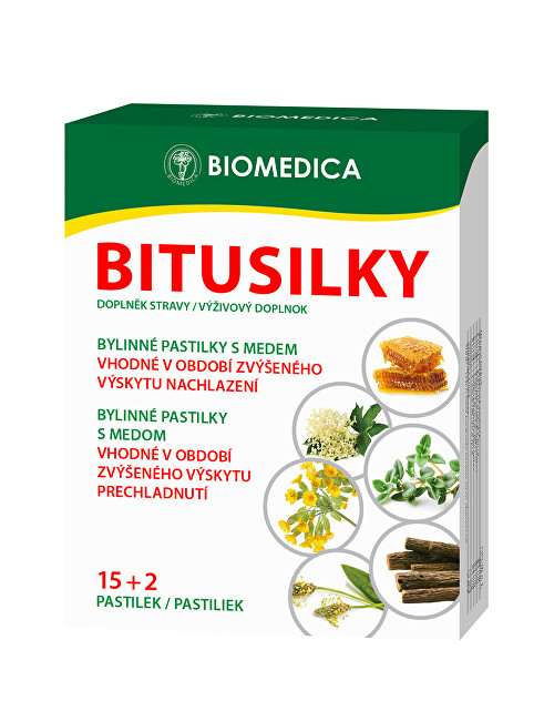 Zobrazit detail výrobku Biomedica Bitusilky pastilky s vit. C a medem 15 + 2 ks Zobrazit detail výrobku Biomedica Bitusilky pastilky s vit. C a medem 15 + 2 ks