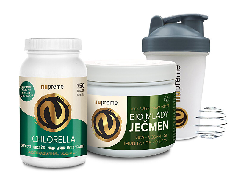 Zobrazit detail výrobku Nupreme Chlorella BIO 750 tbl NUPREME + Mladý ječmen premium 200 g BIO NUPREME + Shaker Zobrazit detail výrobku Nupreme Chlorella BIO 750 tbl NUPREME + Mladý ječmen premium 200 g BIO NUPREME + Shaker