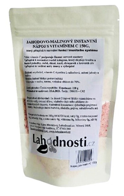 Zobrazit detail výrobku Lahodnosti Jahodovo-malinový instantní nápoj s vitamínem C pro podporu imunity 150 g Zobrazit detail výrobku Lahodnosti Jahodovo-malinový instantní nápoj s vitamínem C pro podporu imunity 150 g