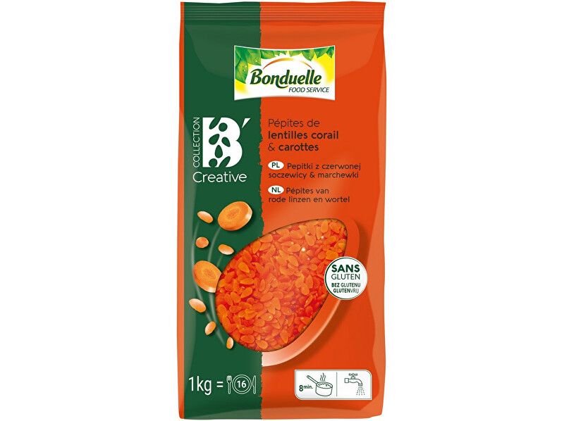 Zobrazit detail výrobku Bonduelle Pepitky z červené čočky a mrkve 1kg Zobrazit detail výrobku Bonduelle Pepitky z červené čočky a mrkve 1kg