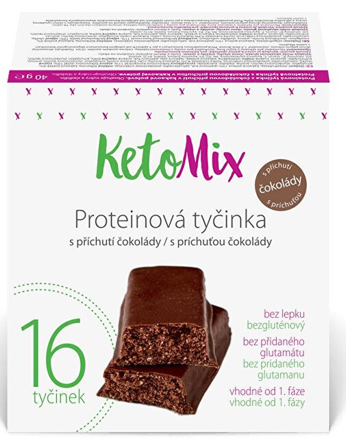 Zobrazit detail výrobku KetoMix Proteinové tyčinky s příchutí čokolády 16 x 40 g Zobrazit detail výrobku KetoMix Proteinové tyčinky s příchutí čokolády 16 x 40 g