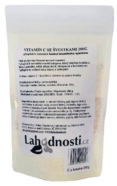 Zobrazit detail výrobku Lahodnosti Vitamín C se švestkami v prášku 200 g - podpora imunity Zobrazit detail výrobku Lahodnosti Vitamín C se švestkami v prášku 200 g - podpora imunity