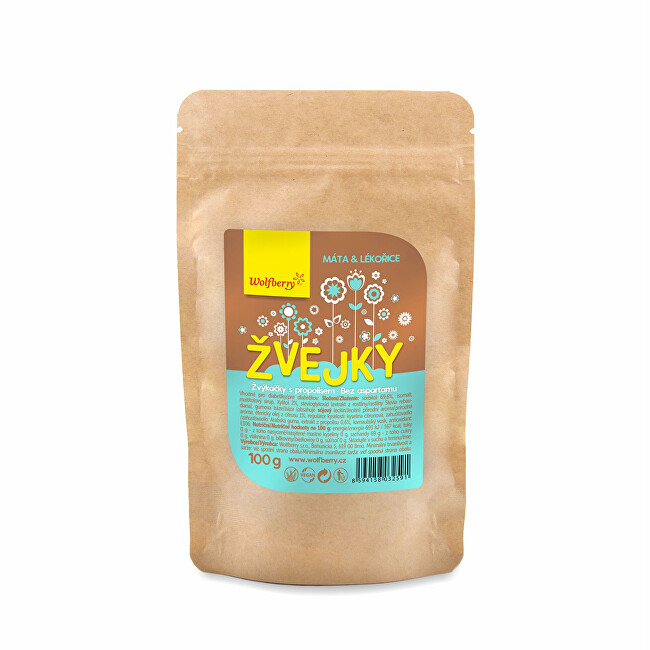 Zobrazit detail výrobku Wolfberry Žvejky s propolisem, máta + lékořice 100 g Zobrazit detail výrobku Wolfberry Žvejky s propolisem, máta + lékořice 100 g