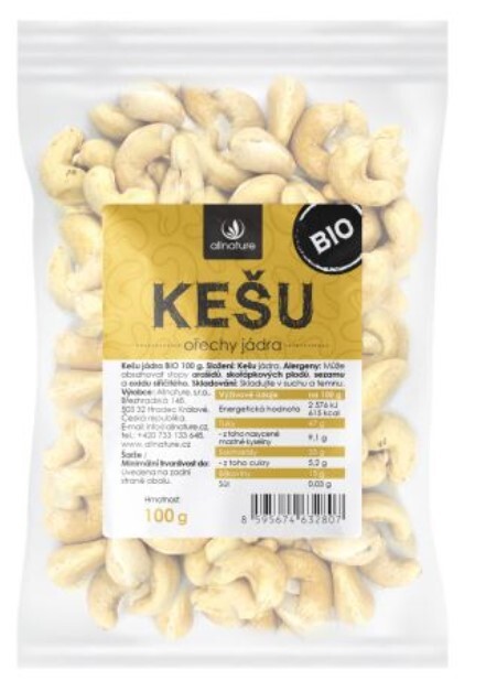 Zobrazit detail výrobku Allnature Kešu jádra BIO 100 g Zobrazit detail výrobku Allnature Kešu jádra BIO 100 g