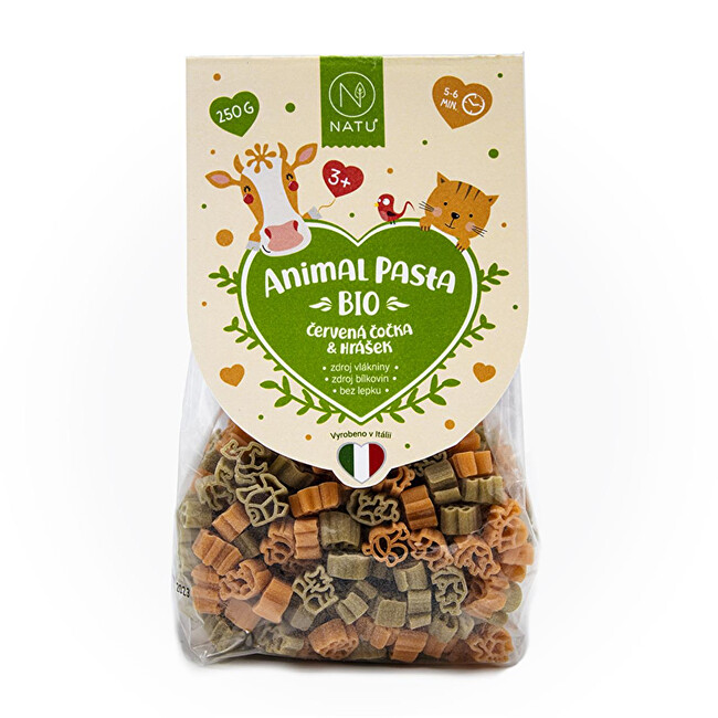 Zobrazit detail výrobku Natu Animal Pasta Těstoviny z červené čočky & hrášku BIO 250 g Zobrazit detail výrobku Natu Animal Pasta Těstoviny z červené čočky & hrášku BIO 250 g