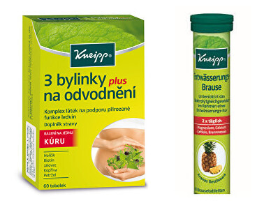 Kneipp Výhodné balení 3 bylinky na odvodnění 60 tobolek + Šumivé tablety na podporu odvodnění 20 ks
