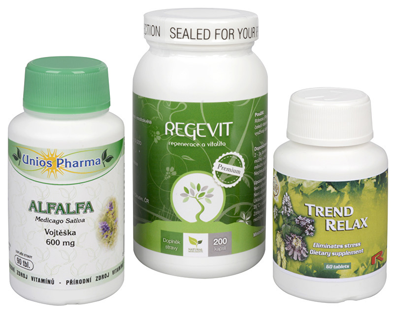 Doporučená kombinace produktů Na Žaludek - Alfalfa + Regevit + Trend Relax