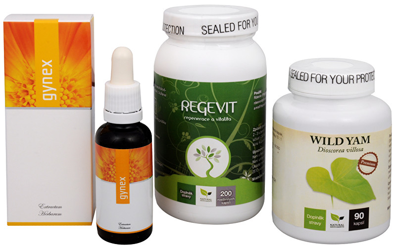 Doporučená kombinace produktů Na Menstruaci - Regevit + Gynex + Wild Yam Premium