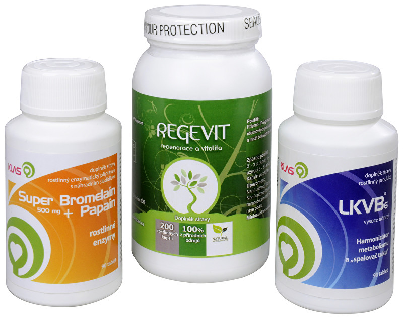 Doporučená kombinace produktů Regevit + Super Bromelain + Papain + LKVB6