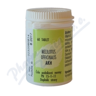 PharmDr. Radim Bakeš - Galenická laboratoř, Ostrav AKH Melilotus officinalis por.tbl.60 - SLEVA - POŠKOZENÁ ETIKETA