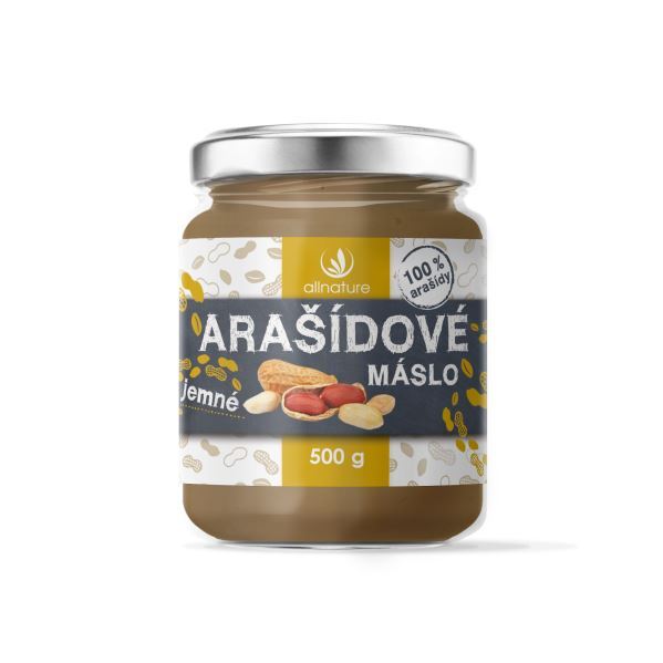 Allnature Arašídové máslo jemné 500 g - SLEVA - MASTNÁ ETIKETA