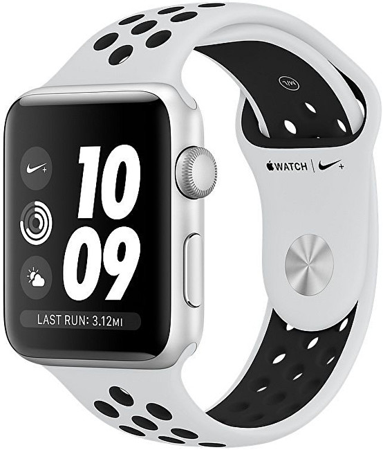 Hodinky Apple Watch Nike+ 38 mm stříbrný hliník s platinovým/černým Nike sportovním řemínkem