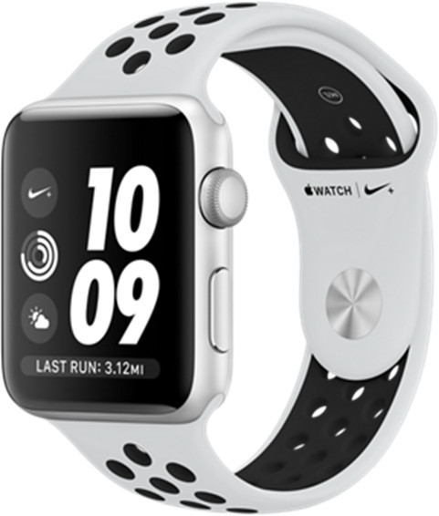 Hodinky Apple Watch Nike+ 42 mm stříbrný hliník s platinovým/černým Nike sportovním řemínkem
