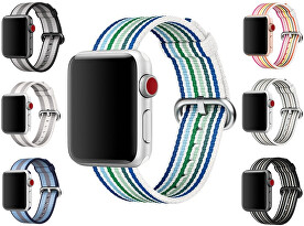 Apple Nylonový řemínek proužkovaný 38 mm černošedý - SLEVA