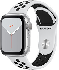 Apple Watch Series 5 Nike 44mm stříbrný hliník s bílým Nike řemínkem