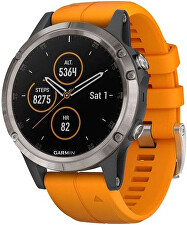 Garmin Fenix 5S Plus Sapphire Titanium, Flare Orange