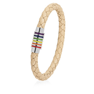 Béžový kožený náramek s magnetickou sponou