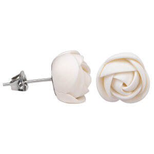 Bílé náušnice puzetky kytičky