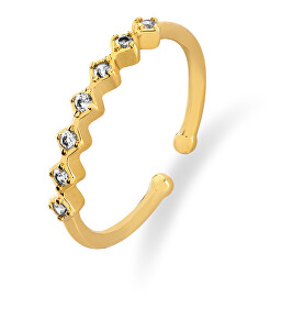 Blyštivý otevřený pozlacený prsten z oceli