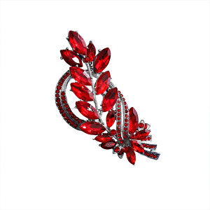 Úchvatná brož s červenými krystaly Větvička Silver