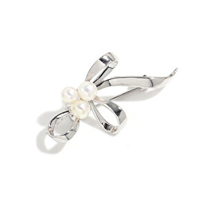 Elegantní brož Stuha se syntetickými perlami Silver