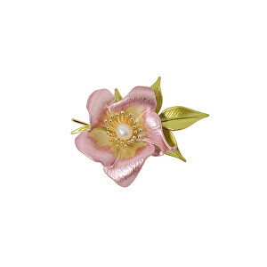 Brož Květina s pravou perlou Gold