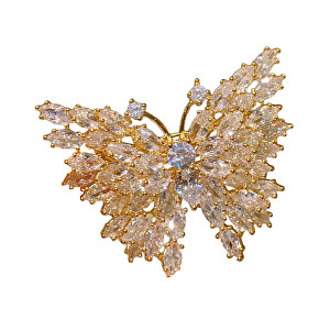 Blyštivá pozlacená brož Motýl Gold