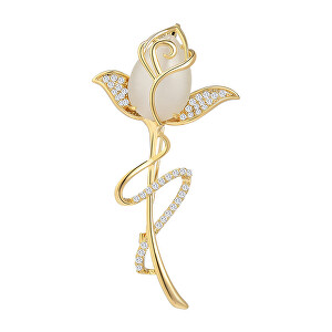 Pozlacená brož Rozkvétající růže Gold