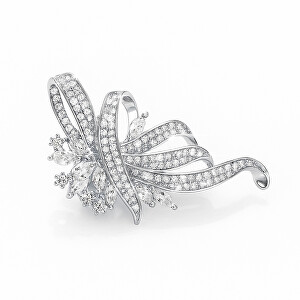 Třpytivá brož ve tvaru stuhy Silver