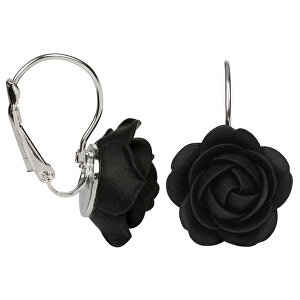 Černé visací náušnice kytičky