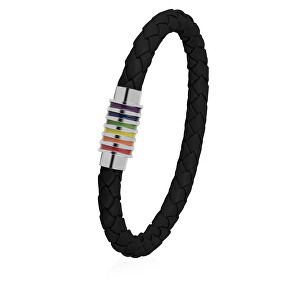 Černý kožený náramek s magnetickou sponou