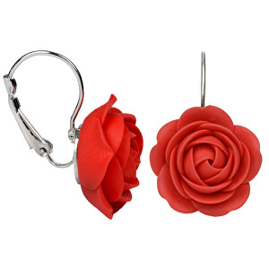 Červené visací náušnice kytičky