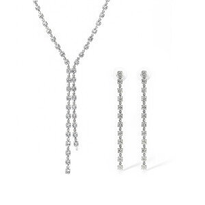 Úchvatná sada šperků s čirými krystaly (náhrdelník, náušnice)